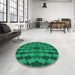 Round Patterned Spring Green Rug in a Office, pat1207lblu