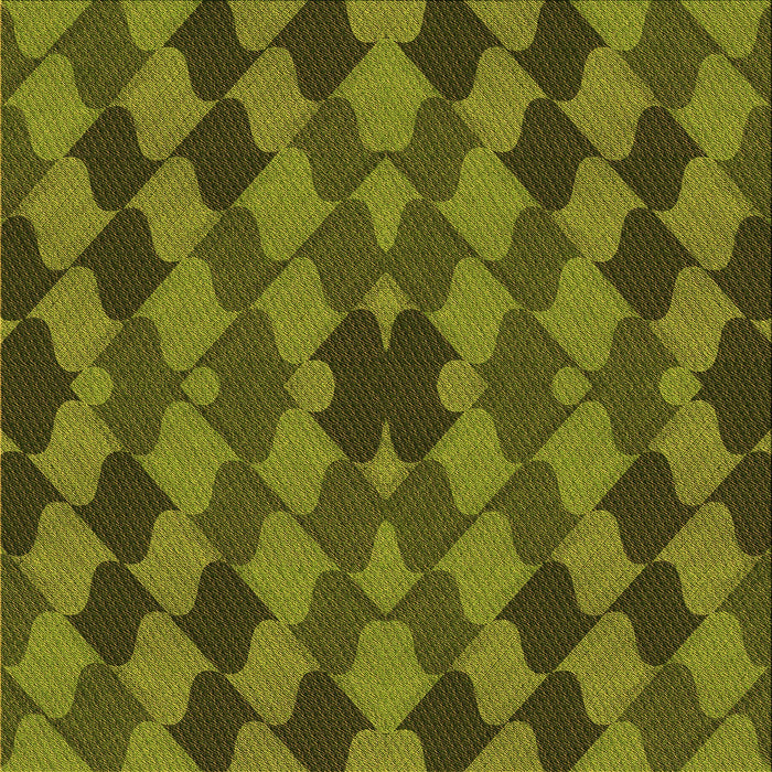 Round Patterned Dark Yellow Green Rug, pat1207org