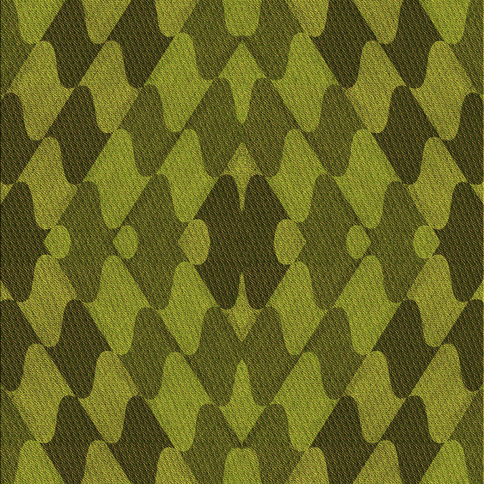 Patterned Dark Yellow Green Rug, pat1207org