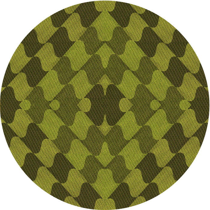 Square Patterned Dark Yellow Green Rug, pat1207org