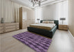 Patterned Plum Purple Rug in a Bedroom, pat1207pur