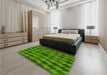 Patterned Deep Emerald Green Rug in a Bedroom, pat1207yw