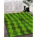 Patterned Deep Emerald Green Rug in Family Room, pat1207yw