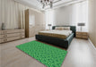 Patterned Green Rug in a Bedroom, pat1208grn