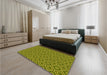 Patterned Green Rug in a Bedroom, pat1208yw