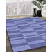Patterned Denim Blue Rug in Family Room, pat1209blu