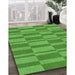 Patterned Green Rug in Family Room, pat1209grn