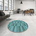 Round Patterned Turquoise Green Rug in a Office, pat1209lblu