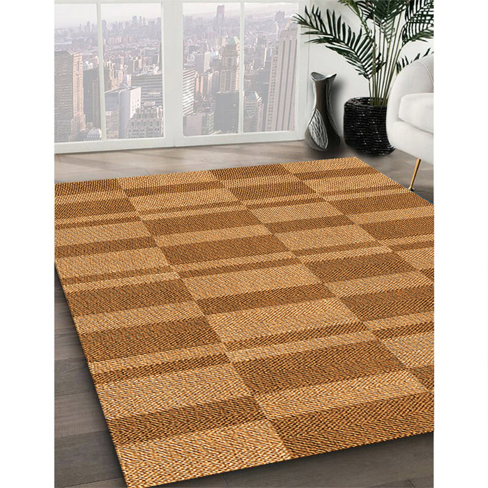 Patterned Orange Rug in Family Room, pat1209org
