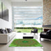 Machine Washable Transitional Green Rug in a Kitchen, wshpat121grn