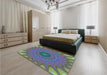 Patterned Green Rug in a Bedroom, pat121lblu