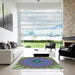 Square Patterned Green Rug in a Living Room, pat121lblu