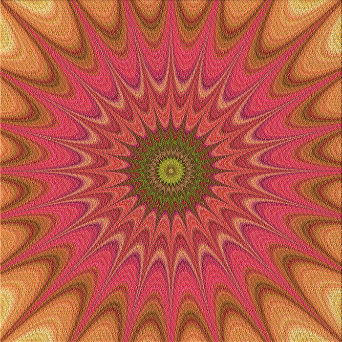 Round Patterned Orange Rug, pat121org