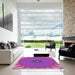 Square Patterned Magenta Pink Rug in a Living Room, pat121pur