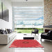 Square Patterned Red Rug in a Living Room, pat121rd