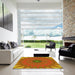 Square Patterned Red Rug in a Living Room, pat121yw