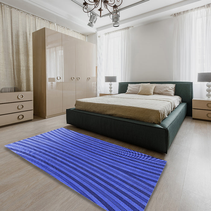 Patterned Blue Rug in a Bedroom, pat1210blu