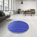 Round Patterned Blue Rug in a Office, pat1210blu