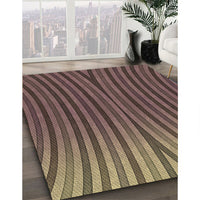 Patterned Dark Almond Brown Rug, pat1210brn