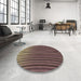 Round Patterned Dark Almond Brown Rug in a Office, pat1210brn