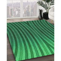 Patterned Deep Emerald Green Rug, pat1210grn