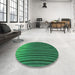 Round Patterned Deep Emerald Green Rug in a Office, pat1210grn