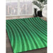 Patterned Deep Emerald Green Rug in Family Room, pat1210grn