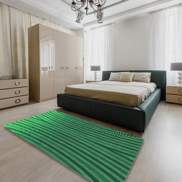 Round Machine Washable Transitional Deep Emerald Green Rug in a Office, wshpat1210grn