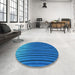 Round Patterned Blue Rug in a Office, pat1210lblu