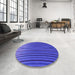 Round Patterned Light Slate Blue Rug in a Office, pat1210pur