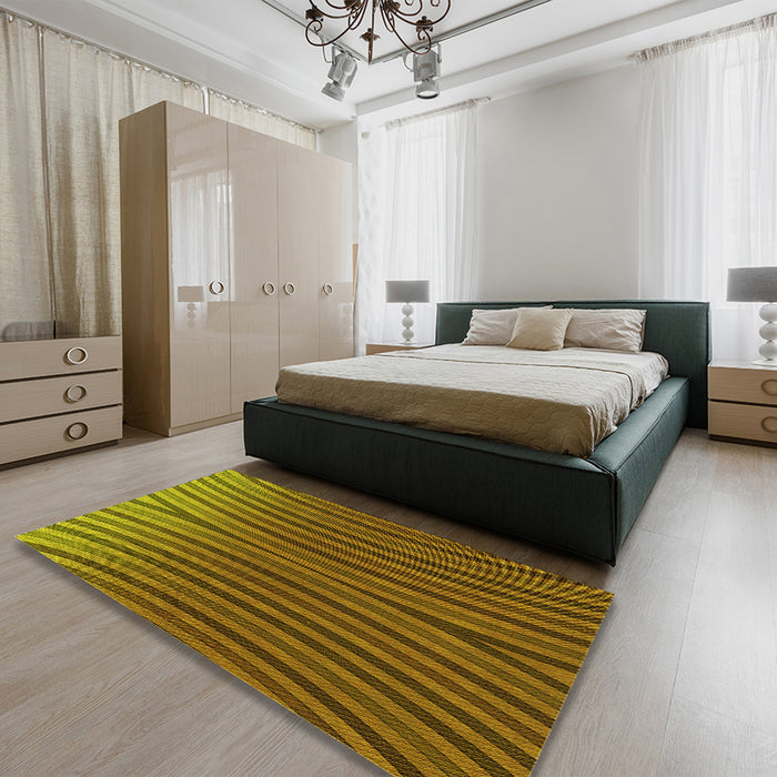 Patterned Dark Bronze Brown Rug in a Bedroom, pat1210yw