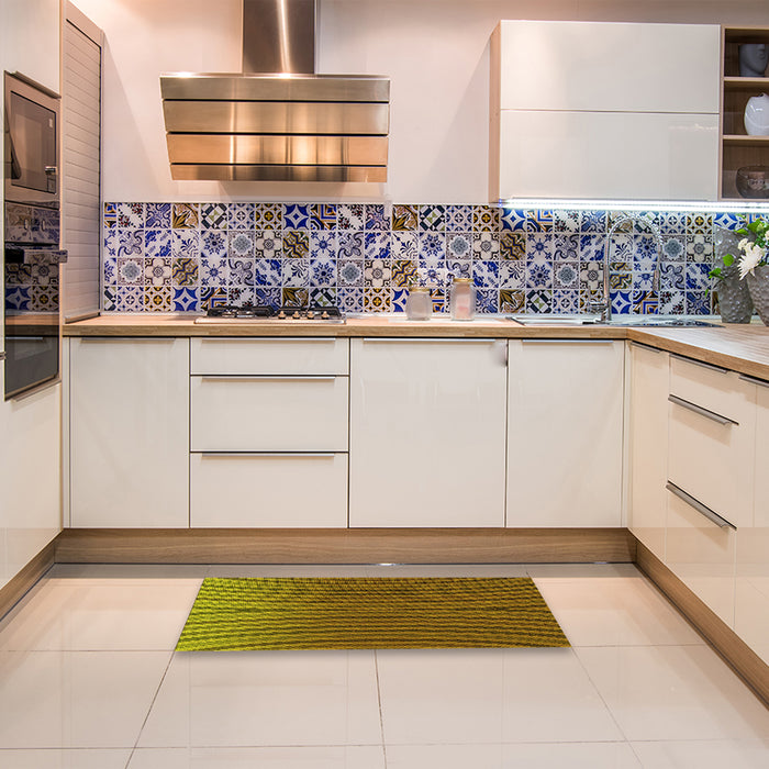 Patterned Dark Bronze Brown Rug in a Kitchen, pat1210yw