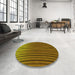 Round Patterned Dark Bronze Brown Rug in a Office, pat1210yw