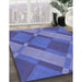 Patterned Sky Blue Rug in Family Room, pat1211blu