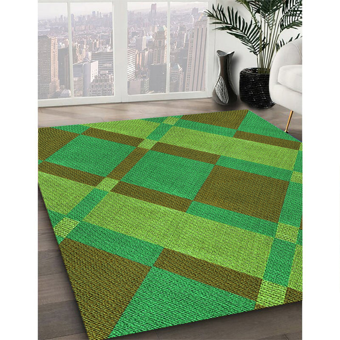 Patterned Seaweed Green Rug in Family Room, pat1211grn