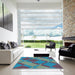 Square Patterned Macaw Blue Green Rug in a Living Room, pat1211lblu