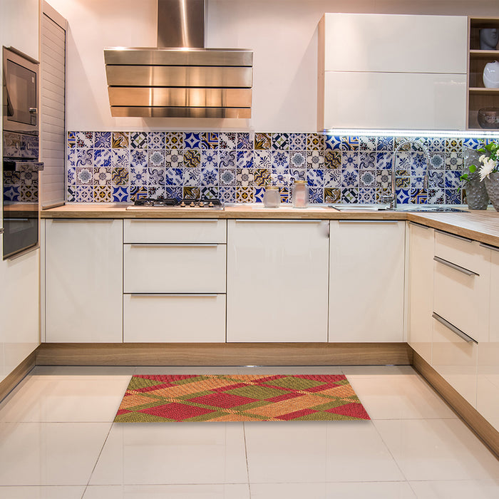 Patterned Red Rug in a Kitchen, pat1211org