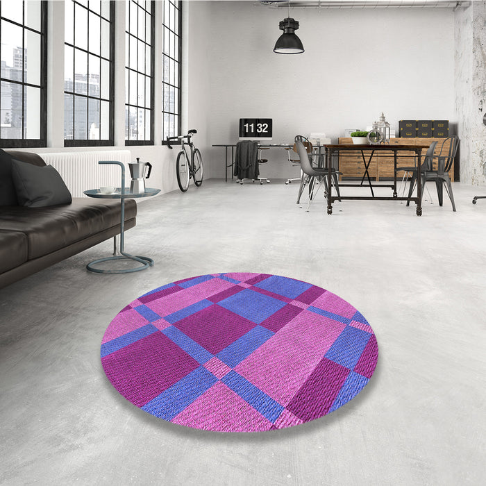 Round Patterned Medium Slate Blue Rug in a Office, pat1211pur