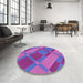 Round Patterned Medium Slate Blue Rug in a Office, pat1211pur