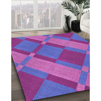 Patterned Medium Slate Blue Rug, pat1211pur