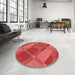 Round Patterned Red Rug in a Office, pat1211rd