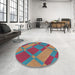 Round Machine Washable Transitional Bright Maroon Red Rug in a Office, wshpat1211