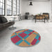 Round Patterned Bright Maroon Red Novelty Rug in a Office, pat1211