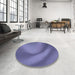 Round Patterned Deep Periwinkle Purple Rug in a Office, pat1212blu