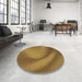 Round Patterned Dark Bronze Brown Rug in a Office, pat1212brn