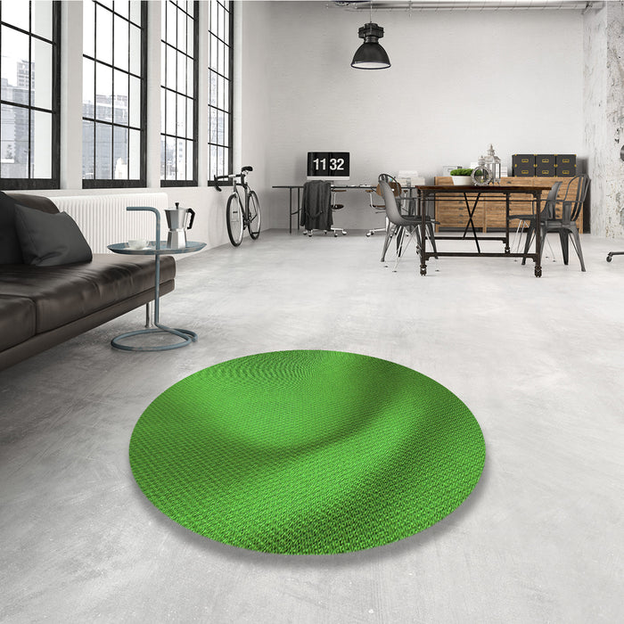 Round Patterned Green Rug in a Office, pat1212grn