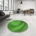 Round Patterned Green Rug in a Office, pat1212grn