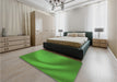 Patterned Green Rug in a Bedroom, pat1212grn