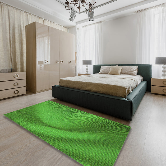 Patterned Green Rug in a Bedroom, pat1212grn