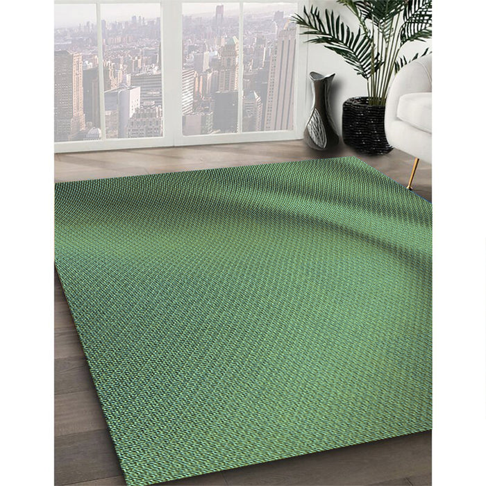 Patterned Medium Forest Green Rug in Family Room, pat1212lblu